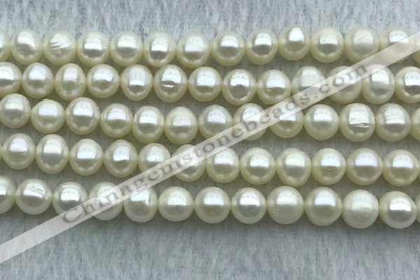 FWP60 15 inches 6mm - 7mm potato white freshwater pearl strands