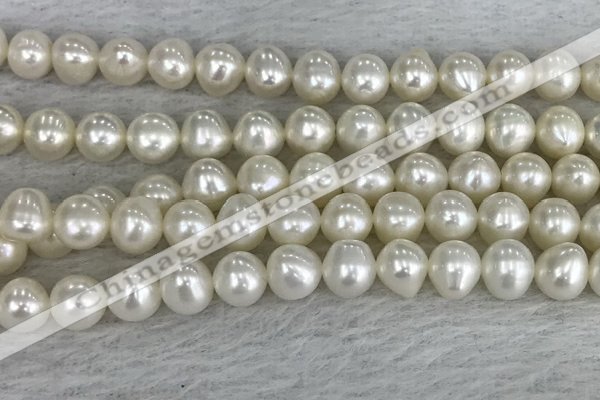 FWP79 15 inches 7mm - 8mm potato white freshwater pearl strands