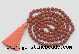 GMN1008 Hand-knotted 8mm, 10mm matte red jasper 108 beads mala necklaces with tassel