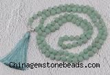 GMN1018 Hand-knotted 8mm, 10mm matte green aventurine 108 beads mala necklaces with tassel