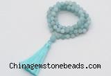 GMN1025 Hand-knotted 8mm, 10mm matte amazonite 108 beads mala necklaces with tassel