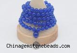 GMN1110 Hand-knotted 8mm candy jade 108 beads mala necklace with charm