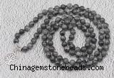 GMN1130 Hand-knotted 8mm, 10mm black labradorite 108 beads mala necklaces with charm