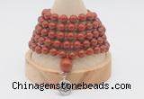 GMN1160 Hand-knotted 8mm, 10mm red jasper 108 beads mala necklaces with charm