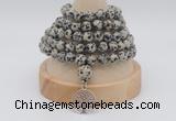 GMN1163 Hand-knotted 8mm, 10mm dalmatian jasper 108 beads mala necklaces with charm