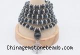 GMN1173 Hand-knotted 8mm, 10mm tibetan agate 108 beads mala necklaces with charm