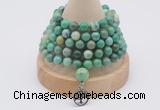 GMN1210 Hand-knotted 8mm, 10mm grass agate 108 beads mala necklaces with charm