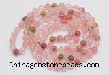 GMN123 Hand-knotted 6mm volcano cherry quartz 108 beads mala necklaces
