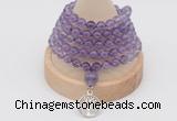 GMN1234 Hand-knotted 8mm, 10mm amethyst 108 beads mala necklaces with charm