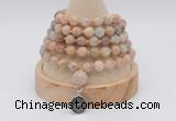 GMN1252 Hand-knotted 8mm, 10mm sunstone 108 beads mala necklaces with charm