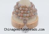 GMN1253 Hand-knotted 8mm, 10mm moonstone 108 beads mala necklaces with charm