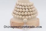GMN1263 Hand-knotted 8mm, 10mm white fossil jasper 108 beads mala necklaces with charm