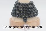 GMN1268 Hand-knotted 8mm, 10mm black obsidian 108 beads mala necklaces with charm