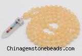 GMN1432 Hand-knotted 8mm, 10mm honey jade 108 beads mala necklace with pendant