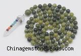 GMN1435 Hand-knotted 8mm, 10mm Canadian jade 108 beads mala necklace with pendant