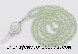 GMN1461 Hand-knotted 8mm, 10mm prehnite 108 beads mala necklace with pendant
