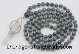GMN1476 Hand-knotted 8mm, 10mm eagle eye jasper 108 beads mala necklace with pendant