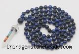 GMN1495 Hand-knotted 8mm, 10mm blue tiger eye 108 beads mala necklace with pendant