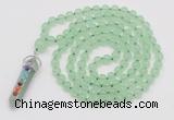 GMN1504 Hand-knotted 8mm candy jade 108 beads mala necklace with pendant