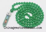 GMN1505 Hand-knotted 8mm candy jade 108 beads mala necklace with pendant