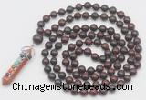 GMN1533 Hand-knotted 8mm, 10mm brecciated jasper 108 beads mala necklace with pendant