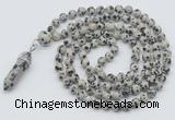 GMN1613 Hand-knotted 6mm dalmatian jasper 108 beads mala necklace with pendant