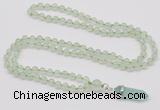 GMN1624 Hand-knotted 6mm prehnite 108 beads mala necklace with pendant