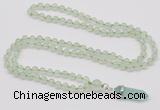 GMN1624 Hand-knotted 6mm prehnite 108 beads mala necklace with pendant