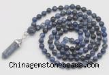 GMN1632 Hand-knotted 6mm sodalite 108 beads mala necklace with pendant