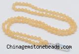 GMN1635 Hand-knotted 6mm honey jade 108 beads mala necklace with pendant