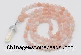 GMN1636 Hand-knotted 6mm pink aventurine 108 beads mala necklace with pendant