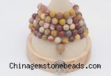 GMN2214 Hand-knotted 8mm, 10mm matte mookaite 108 beads mala necklace with charm