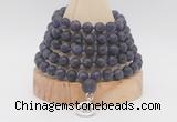 GMN2220 Hand-knotted 8mm, 10mm matte amethyst 108 beads mala necklace with charm