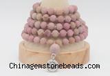 GMN2224 Hand-knotted 8mm, 10mm matte pink wooden jasper108 beads mala necklace with charm