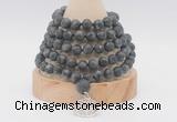 GMN2228 Hand-knotted 8mm, 10mm matte black labradorite 108 beads mala necklace with charm