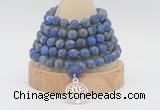 GMN2229 Hand-knotted 8mm, 10mm matte lapis lazuli 108 beads mala necklace with charm