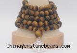 GMN2235 Hand-knotted 8mm, 10mm matte yellow tiger eye 108 beads mala necklaces with charm