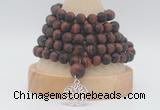 GMN2236 Hand-knotted 8mm, 10mm matte red tiger eye 108 beads mala necklaces with charm