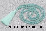 GMN233 Hand-knotted 6mm amazonite 108 beads mala necklaces with tassel