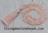 GMN235 Hand-knotted 6mm pink aventurine 108 beads mala necklaces with tassel