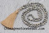 GMN237 Hand-knotted 6mm dalmatian jasper 108 beads mala necklaces with tassel