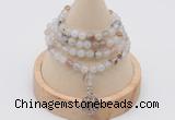 GMN2401 Hand-knotted 6mm montana agate 108 beads mala necklace with charm