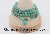 GMN2403 Hand-knotted 6mm grass agate 108 beads mala necklace with charm