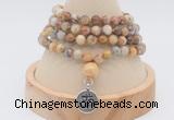 GMN2406 Hand-knotted 6mm yellow crazy agate 108 beads mala necklace with charm