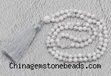 GMN242 Hand-knotted 6mm white howlite 108 beads mala necklaces with tassel