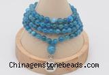 GMN2434 Hand-knotted 6mm apatite 108 beads mala necklace with charm