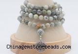 GMN2451 Hand-knotted 6mm artistic jasper 108 beads mala necklaces with charm