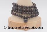 GMN2456 Hand-knotted 6mm brecciated jasper 108 beads mala necklaces with charm