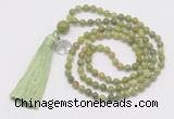 GMN302 Hand-knotted 6mm China jade 108 beads mala necklaces with tassel & charm