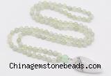 GMN4017 Hand-knotted 8mm, 10mm New jade 108 beads mala necklace with pendant